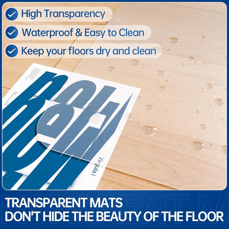 Naturei Chair Mat for Hard Floors – 48" x 30" Clear Plastic Desk Chair Mat, Easy Glide Office Floor Protector for Rolling Chairs, Under Desk Floor Mat for Home and Office (with Lip) - Image 3